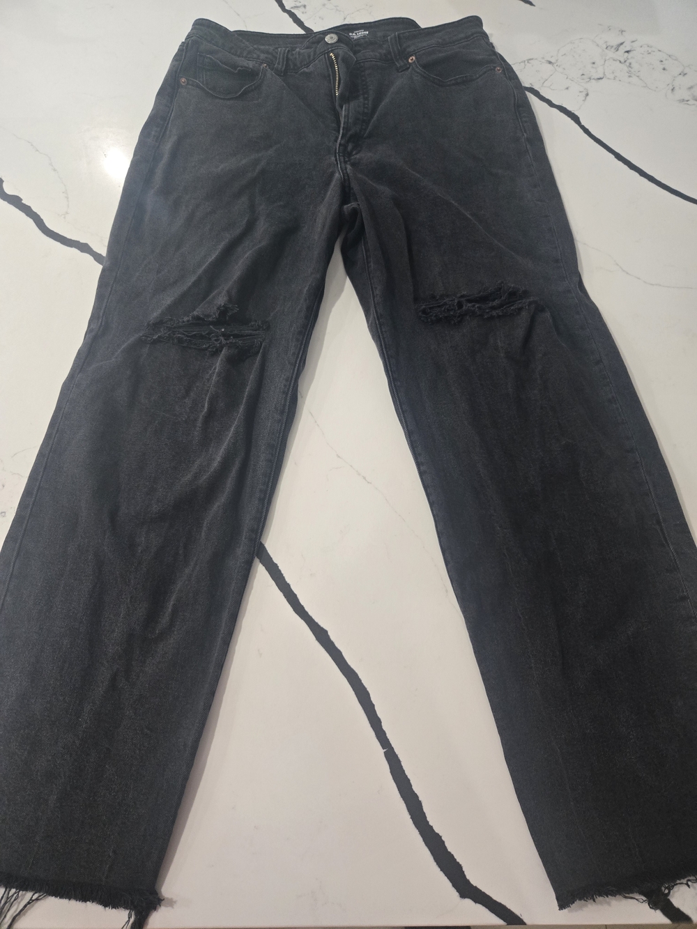 Women's High Rise O.G. Loose Black Distressed Jeans Size 14